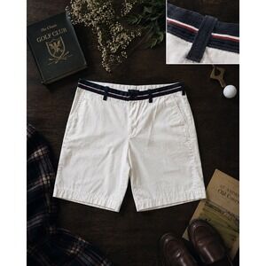 Vintage Tommy Hilfiger White Golf Chino Shorts Belted Preppy Dadcore 38W Classic